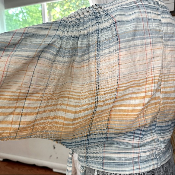 Free People Plaid Boho Crop Blouse Size M - Picture 8 of 16